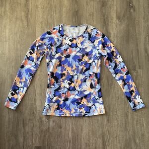 Athleta Point Break Rashguard Women's Small Long Sleeve Floral Swim Surf Top